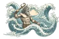 poseidon ocean waves  tattoo design idea