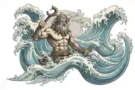 poseidon ocean waves  tattoo design idea