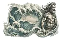 poseidon ocean waves  tattoo design idea