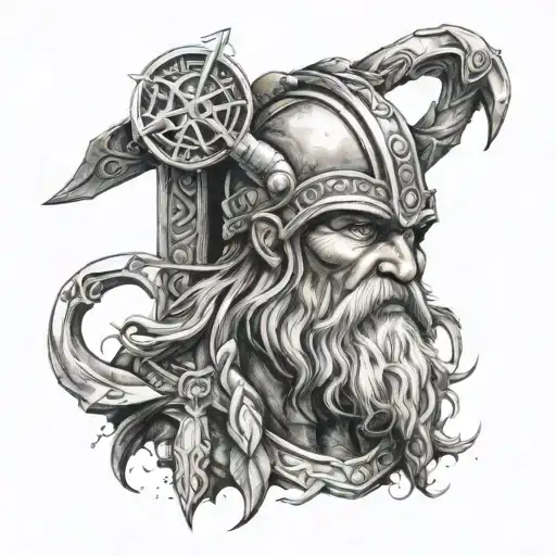 viking, avatar , christian cross made tattoo design idea