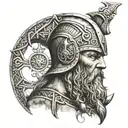 viking, avatar , christian cross made tattoo design idea