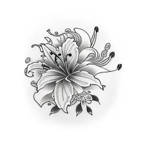 lily timepiece sleeve tattoo design idea
