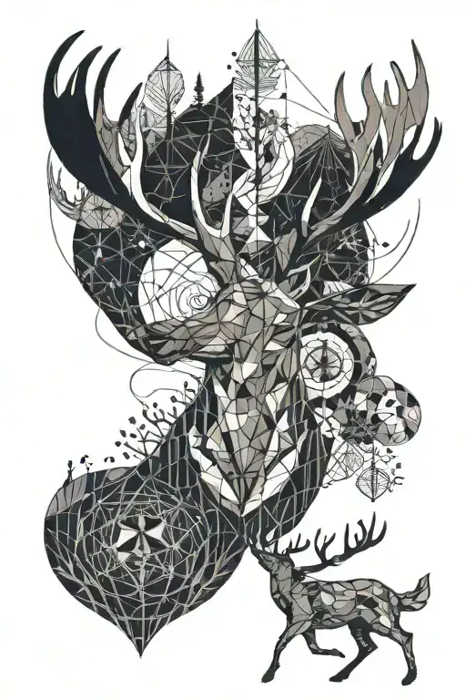 The theme is deer and whales. It gives you the feeling of seeing deer in the deep forest and whales in the blue sea. It  tattoo design idea