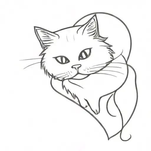 simple heart with a persian cat with legs streching out of the heart  tattoo design idea
