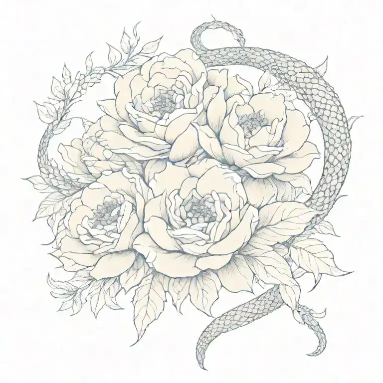 peonys and python spine tattoo tattoo design idea