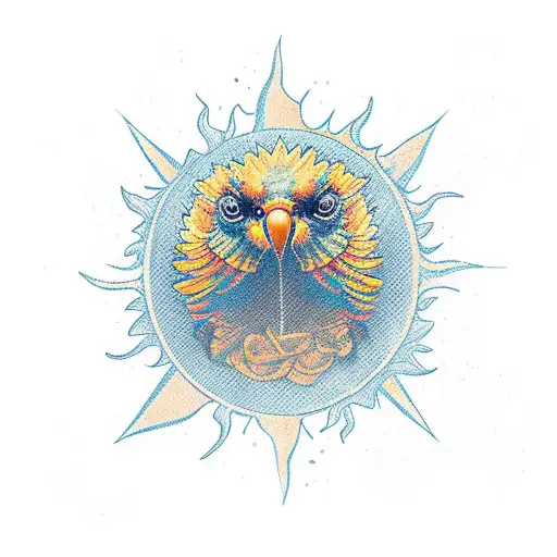 sun conure in lesther jacket riding harley motorcycle tattoo design idea
