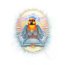 sun conure in lesther jacket riding harley motorcycle tattoo design idea