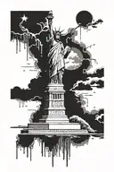 nyc sky line and Statue of Liberty black   tattoo design idea