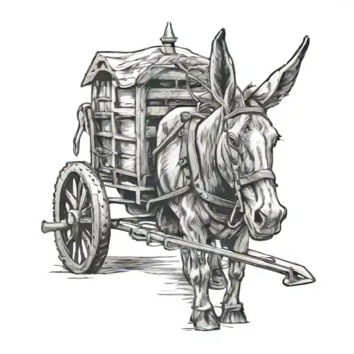 mule pulling plow tattoo design idea