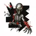 alien holding scratch off  tattoo design idea