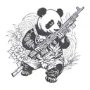 panda with m240 tattoo design idea