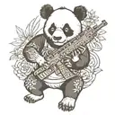 panda with m240 tattoo design idea