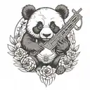 panda with m240 tattoo design idea