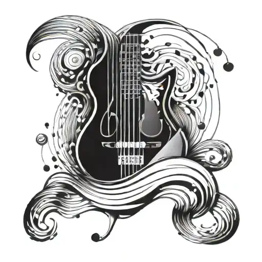 An abstract tattoo design incorporating elements of bass waves and dance movements, representing your passion for techno music and the energy it brings tattoo design idea