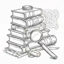 A sketch tattoo of a stack of books with a magnifying glass searching for clues, inspired by British mysteries tattoo design idea