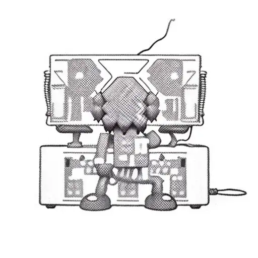 Kaws figure with boombox tattoo design idea