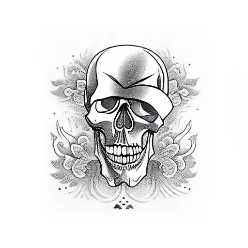 Skull in whiskey glass tattoo design idea