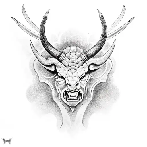 Minotaur with maze under it tattoo design idea