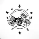 A minimalist tattoo of a motorcycle key with a quote: 'Ignite the Ride' tattoo design idea