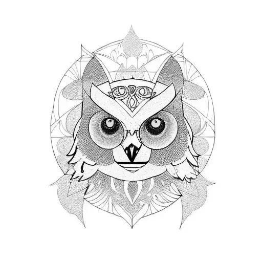 Owl moon bear wolf cat tattoo design idea