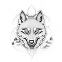 weeping willow moon wolves tattoo design idea