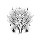 weeping willow moon wolves tattoo design idea
