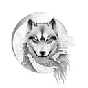 weeping willow moon wolves tattoo design idea