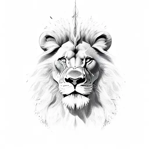  a  damage head of old lion tattoo design idea