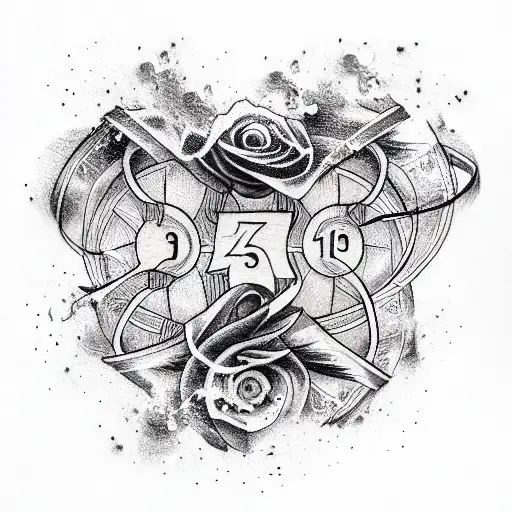 number "57" in gangsta style tattoo design idea