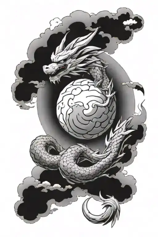 dragon ball z clouds forming the shape inside a dragn ball  tattoo design idea