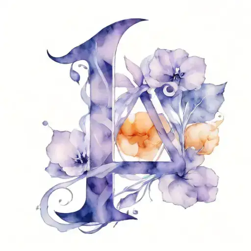 number 9 letter V and letter M color purple  tattoo design idea
