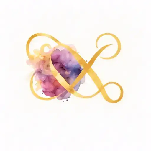 number 9 letter V and letter M color purple infinity tattoo design idea