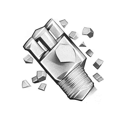 Dumbbell made of chips tattoo design idea