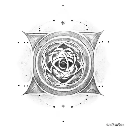 A mystical Wiccan symbol emerging from a smoky incense stick tattoo design idea