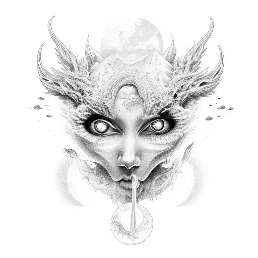 lost soul in universe tattoo design idea