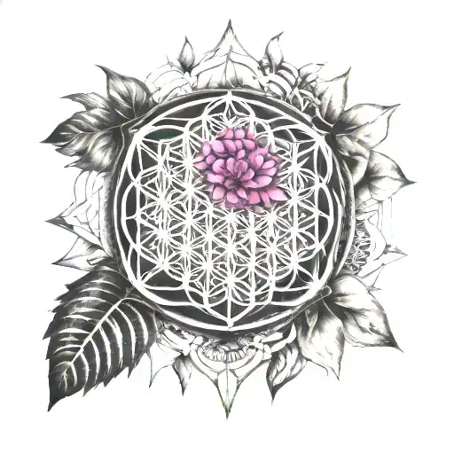 psychedelic  flower of life tattoo design idea