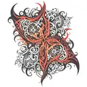 gothic red tribal flames pattern   tattoo design idea