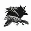 Design a tattoo of a wolf, owl, and raven together tattoo design idea