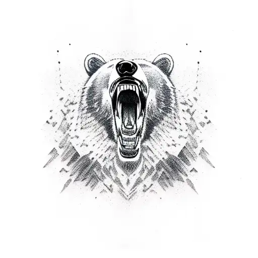 bear roar wolf snarl tattoo design idea