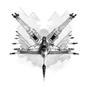 X-wing in dogfight with F16 tattoo design idea