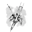 X-wing in dogfight with F16 tattoo design idea