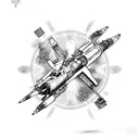 X-wing in dogfight with F16 tattoo design idea