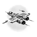 X-wing in dogfight with F16 tattoo design idea