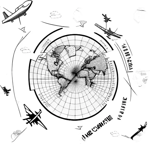 A world map with airplane icons marking all the places the client has traveled tattoo design idea