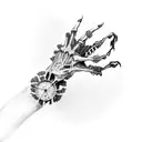creation of adam with a skeleton hand tattoo design idea