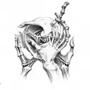 creation of adam with a skeleton hand tattoo design idea