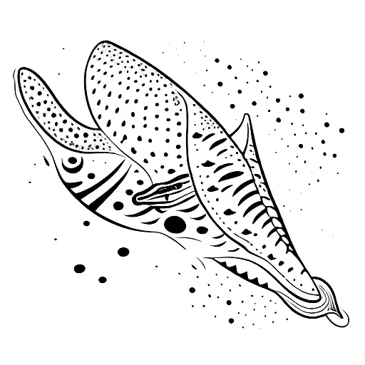 abstract fluid arm sleeve with manta ray and whale shark tattoo design idea