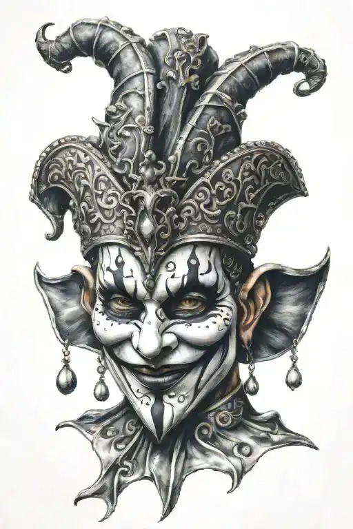 Jester Venice mask tattoo design idea