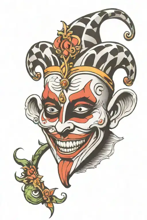 Jester Venice mask tattoo design idea