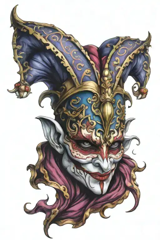 Jester Venice mask tattoo design idea
